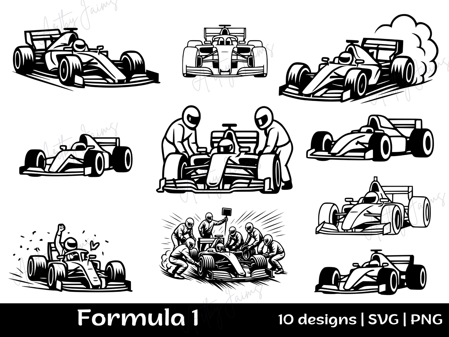 Formula 1 SVG Bundle – 10 Racing Car SVGs for Cricut & Crafts