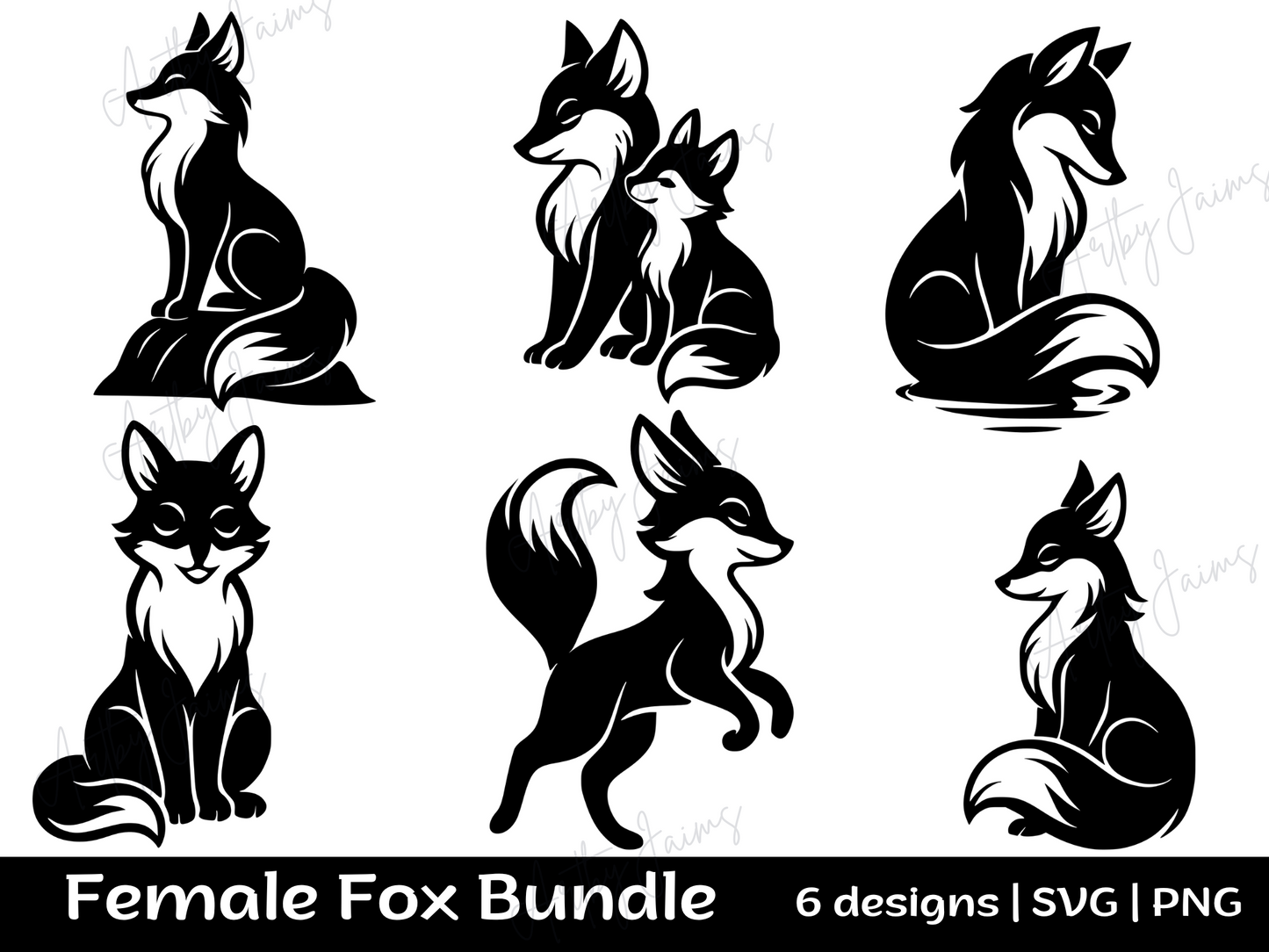 Female Fox SVG Bundle – 6 Elegant Fox Designs