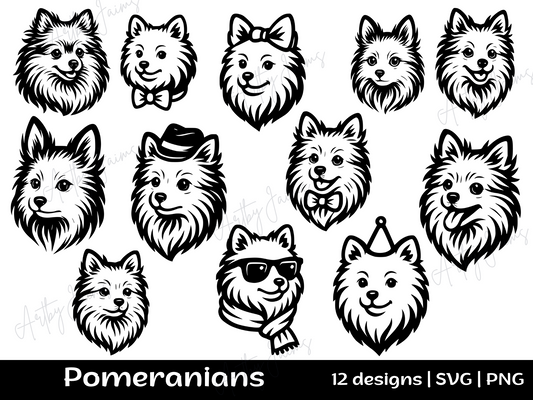 Pomeranian SVG Bundle – 12 Cute Dogs