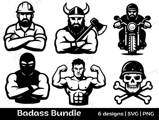Badass SVG Bundle – Tough Guy Line Art