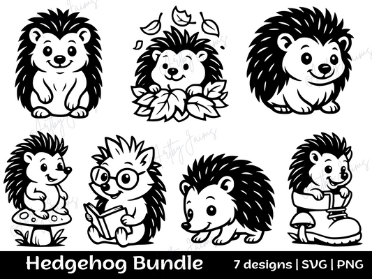 Hedgehog SVG Bundle – 7 Cute Woodland Animals
